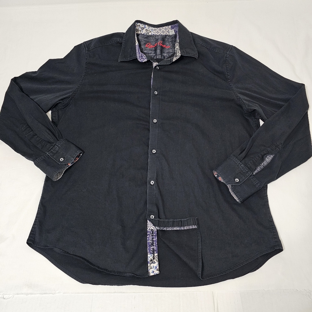 Robert Graham Black Casual Button Down Shirt Men's 2xl